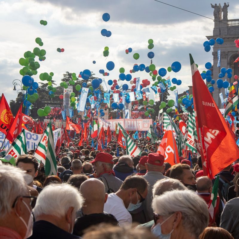 Rome,,Italy,-,Oct,16,2021:,National,Anti-fascist,Demonstration,Organized